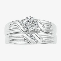 4.00mm Unisex Adult 1/3 CT. T.W. Natural White Diamond 10K Gold Round Wedding Ring Set