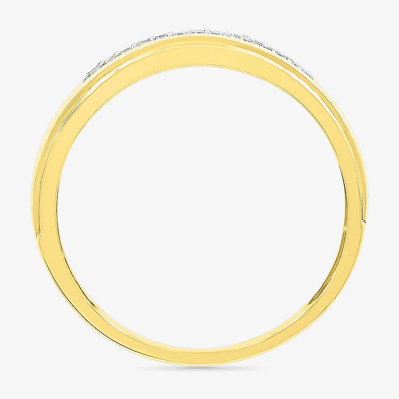 3.60mm Unisex Adult 1/5 CT. Natural White Diamond 10K Gold Round Side Stone Wedding Ring Set