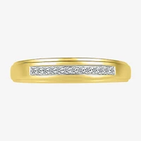 3.60mm Unisex Adult 1/5 CT. Natural White Diamond 10K Gold Round Side Stone Wedding Ring Set