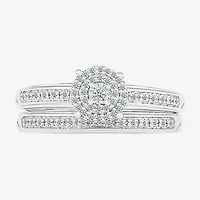 4.45mm Unisex Adult 1/4 CT. T.W. Natural White Diamond 10K Gold Round Halo Side Stone Ring Set