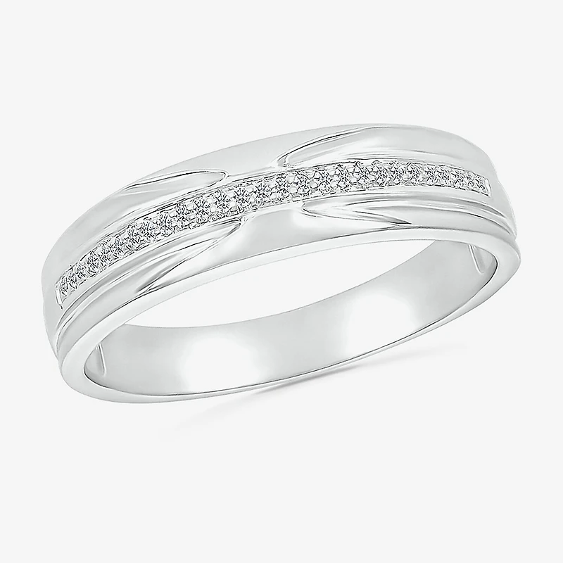 5.50mm Unisex Adult 1/4 CT. T.W. Natural White Diamond 10K Gold Round Side Stone Wedding Ring Set