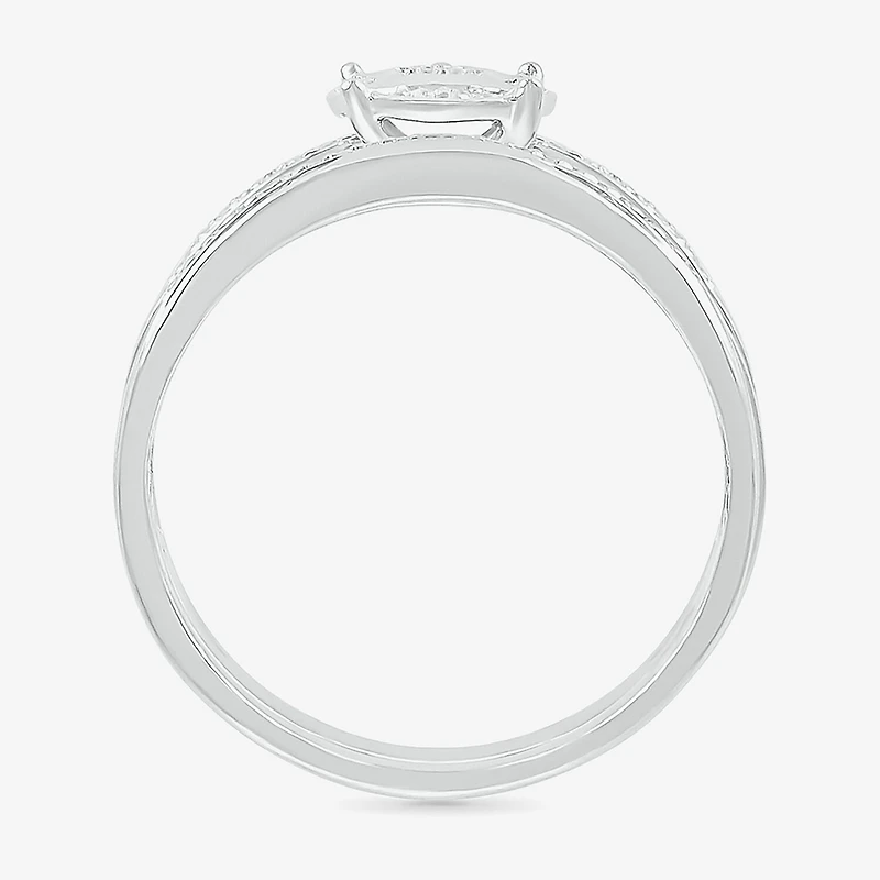 5.50mm Unisex Adult 1/4 CT. T.W. Natural White Diamond 10K Gold Round Side Stone Wedding Ring Set