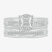 5.50mm Unisex Adult 1/4 CT. T.W. Natural White Diamond 10K Gold Round Side Stone Wedding Ring Set