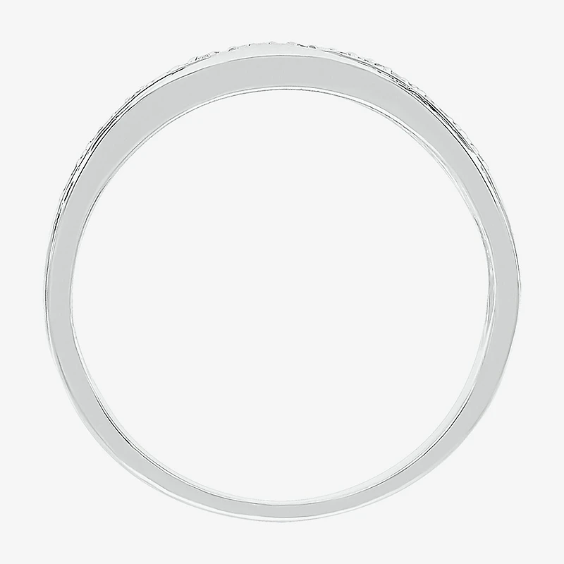 5.50mm Unisex Adult 1/4 CT. T.W. Natural White Diamond 10K Gold Round Side Stone Wedding Ring Set