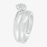 4.65mm Unisex Adult 1/4 CT. T.W. Natural White Diamond 10K Gold Marquise Side Stone Wedding Ring Set