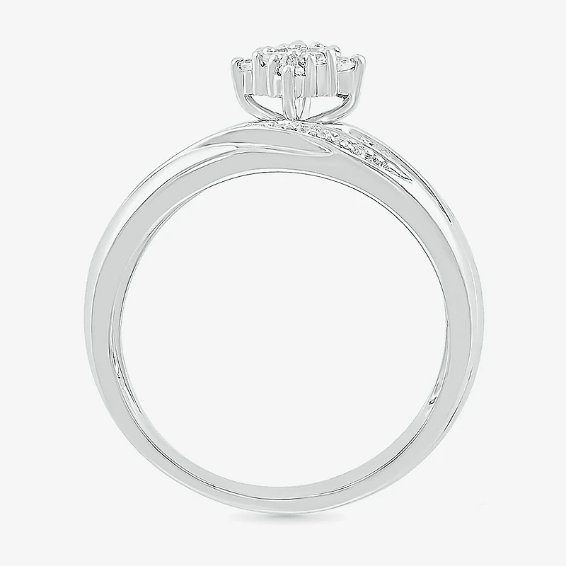 4.65mm Unisex Adult 1/4 CT. T.W. Natural White Diamond 10K Gold Marquise Side Stone Wedding Ring Set