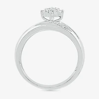 4.65mm Unisex Adult 1/4 CT. T.W. Natural White Diamond 10K Gold Marquise Side Stone Wedding Ring Set