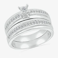 4.90mm Unisex Adult 3/8 CT. T.W. Natural White Diamond 10K Gold Side Stone Wedding Ring Set