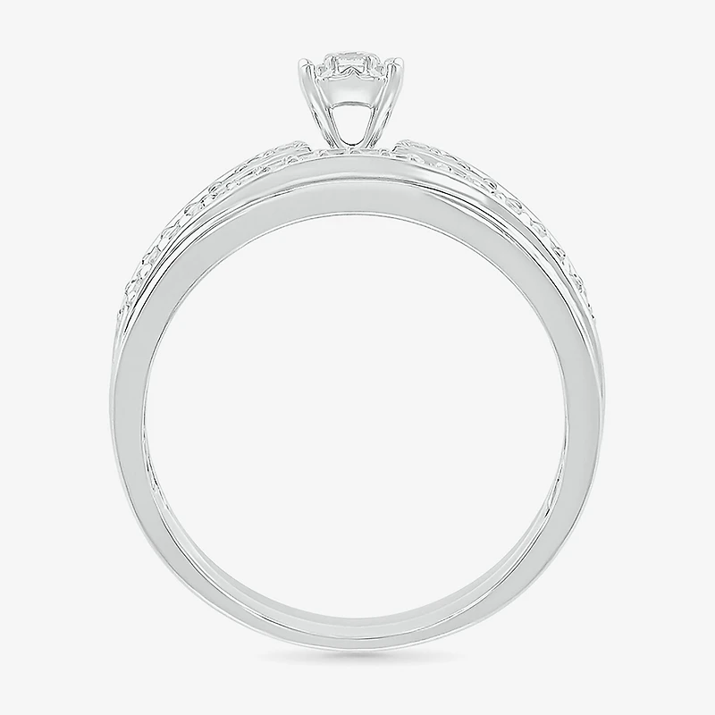 4.90mm Unisex Adult 3/8 CT. T.W. Natural White Diamond 10K Gold Side Stone Wedding Ring Set