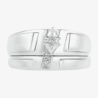 4.90mm Unisex Adult 1/10 CT. T.W. Natural White Diamond 10K Gold Marquise Wedding Ring Set