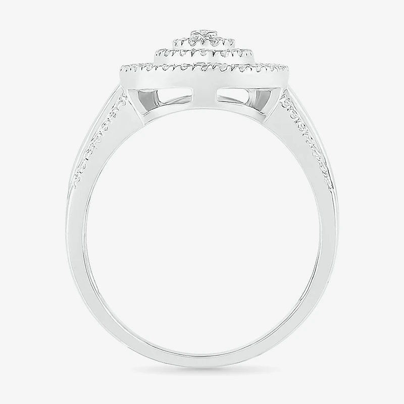 6.20mm Unisex Adult 1 CT. T.W. Natural White Diamond 10K Gold Pear Side Stone Halo Engagement Ring
