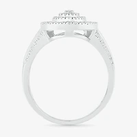 6.20mm Unisex Adult 1 CT. T.W. Natural White Diamond 10K Gold Pear Side Stone Halo Engagement Ring