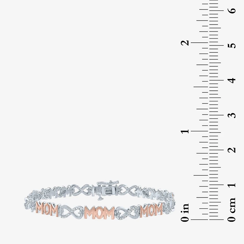 "Mom" Womens 1/10 CT. T.W. Natural White Diamond Sterling Silver Infinity 7.5 Inch Tennis Bracelet