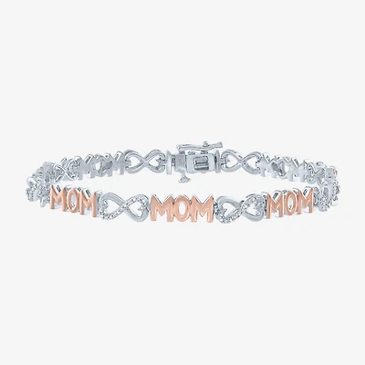 "Mom" Womens 1/10 CT. T.W. Natural White Diamond Sterling Silver Infinity 7.5 Inch Tennis Bracelet