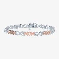 "Mom" Womens 1/10 CT. T.W. Natural White Diamond Sterling Silver Infinity 7.5 Inch Tennis Bracelet