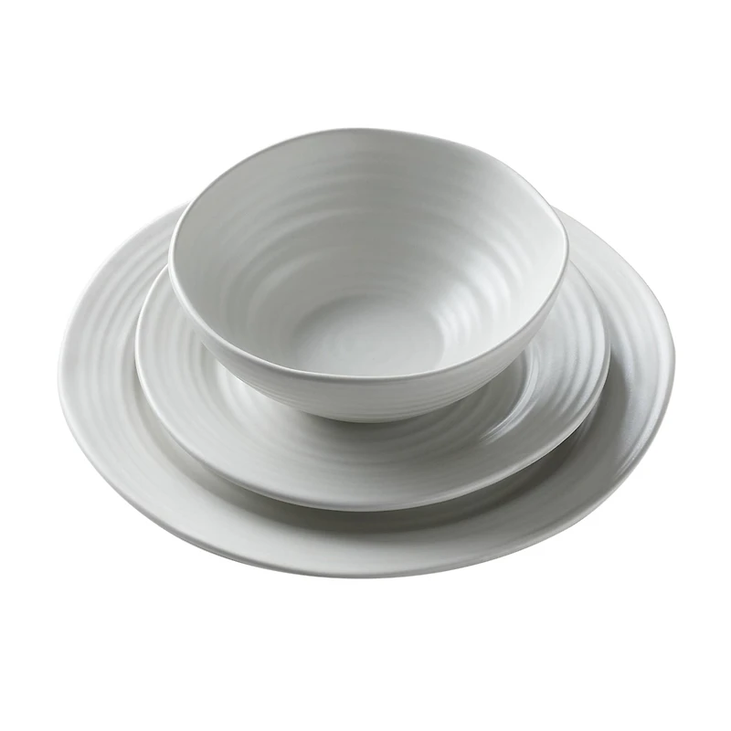 Oneida Ridge White 12-pc. Stoneware Dinnerware Set
