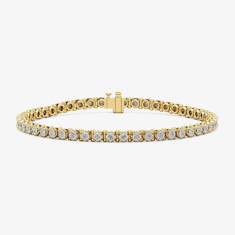 I / I2) Womens CT. T.W. Lab Grown White Diamond 14K Gold Over Silver Tennis Bracelet