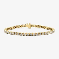 I / I2) Womens CT. T.W. Lab Grown White Diamond 14K Gold Over Silver Tennis Bracelet