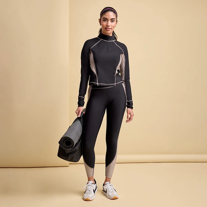 Xersion EverContour+ Womens Mock Neck Long Sleeve Active Quarter-Zip