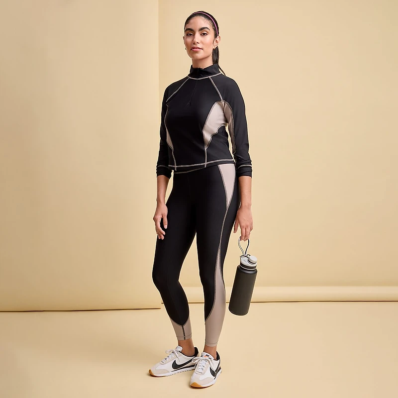 Xersion EverContour+ Womens Mock Neck Long Sleeve Active Quarter-Zip