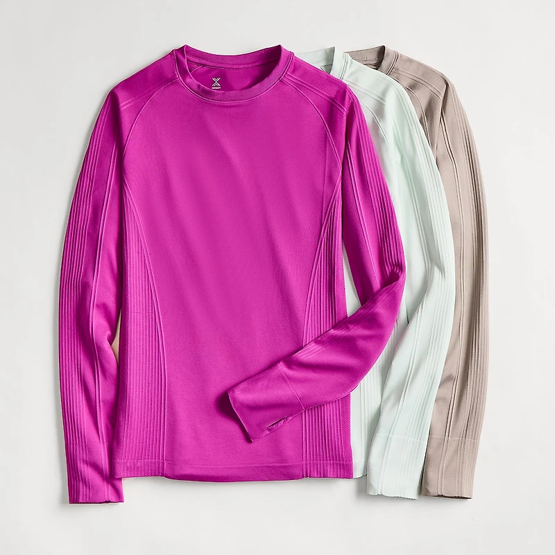 Xersion Womens Crew Neck Long Sleeve Active T-Shirt
