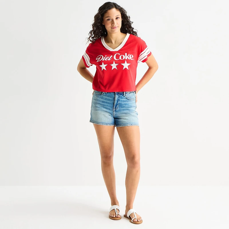 Grayson Threads, The Label Diet Coke Cropped Womens Juniors Crew Neck Short Sleeve Jersey