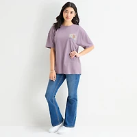Womens Juniors Round Neck Short Sleeve Oversized Scooby Doo Graphic T-Shirt