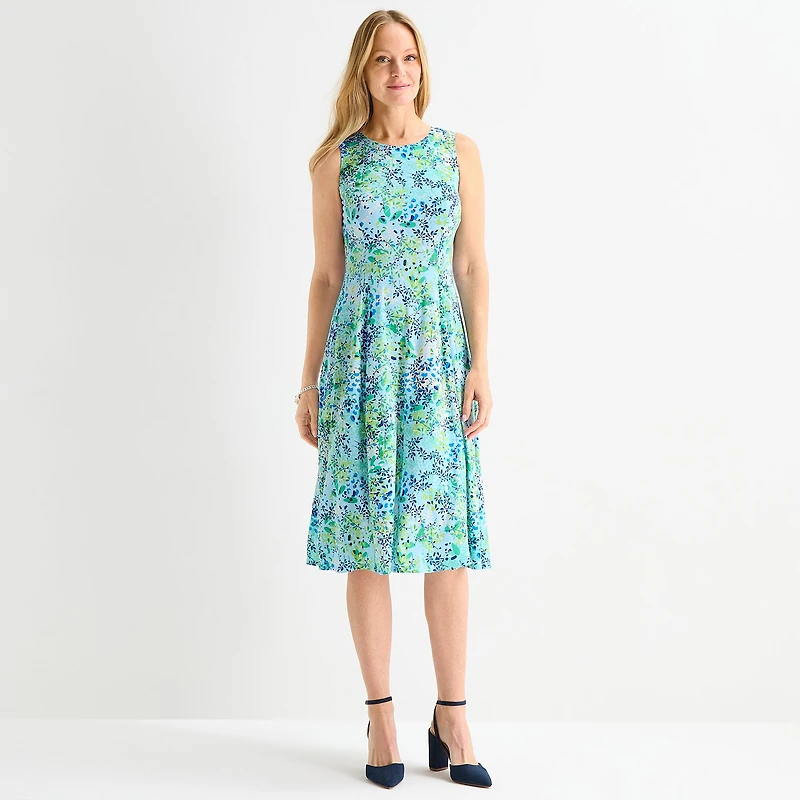 Danny & Nicole Womens Midi Floral Jacket Dress
