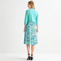 Danny & Nicole Womens Midi Floral Jacket Dress
