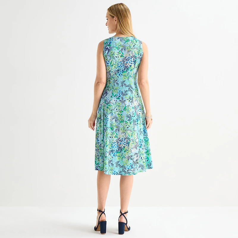 Danny & Nicole Womens Midi Floral Jacket Dress