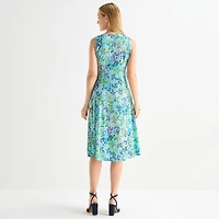 Danny & Nicole Womens Midi Floral Jacket Dress