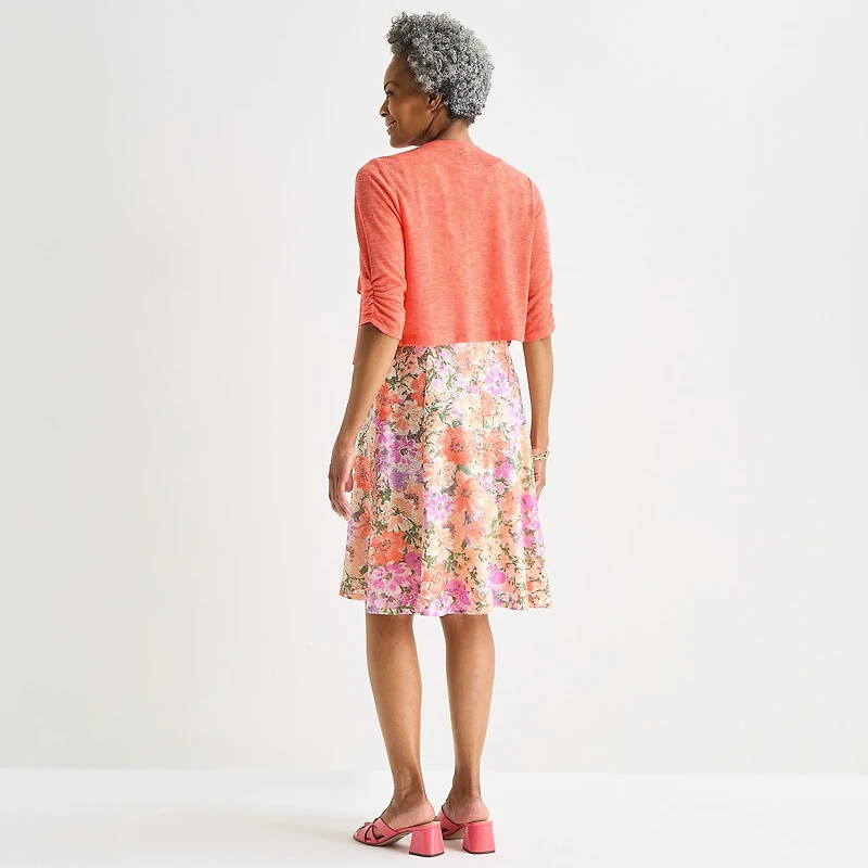 Perceptions Womens Floral Lace Jacket Dress