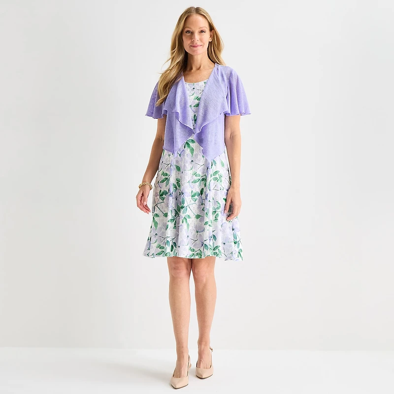 Perceptions Womens Floral Jacket Dress