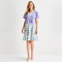 Perceptions Womens Floral Jacket Dress