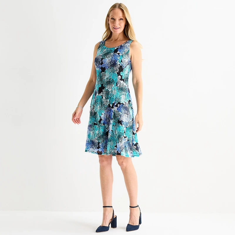 Perceptions Womens Floral Lace Jacket Dress