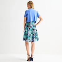 Perceptions Womens Floral Lace Jacket Dress