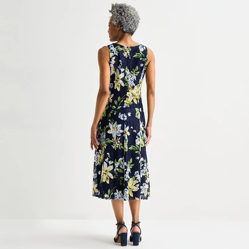 Perceptions Womens Midi Floral Jacket Dress