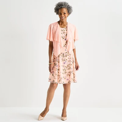 Perceptions Womens Floral Jacket Dress