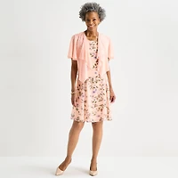 Perceptions Womens Floral Jacket Dress