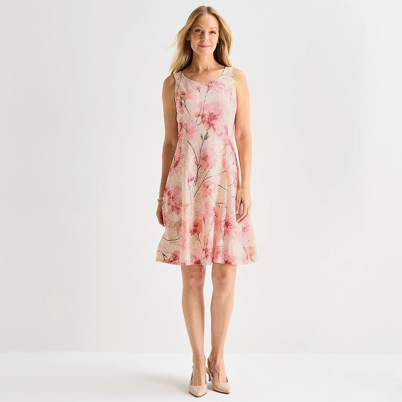 Perceptions Womens Floral Lace Jacket Dress