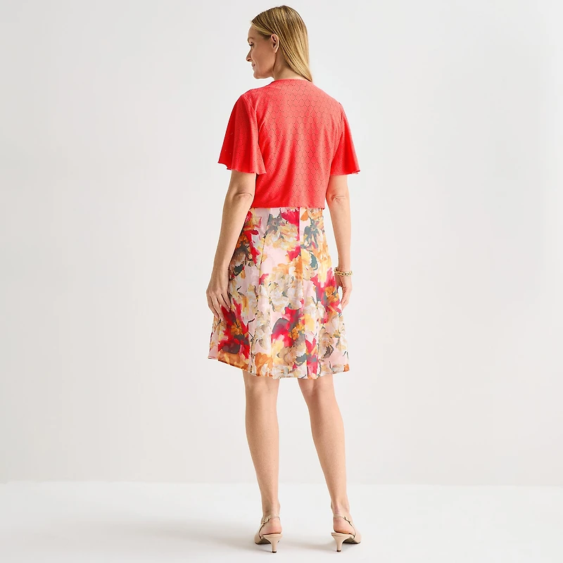 Perceptions Womens Floral Jacket Dress