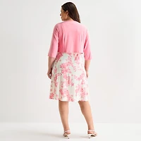 Danny & Nicole Womens Plus Midi Floral Jacket Dress