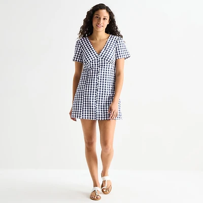 Forever 21 Womens Juniors V Neck Short Sleeve Babydoll Dress