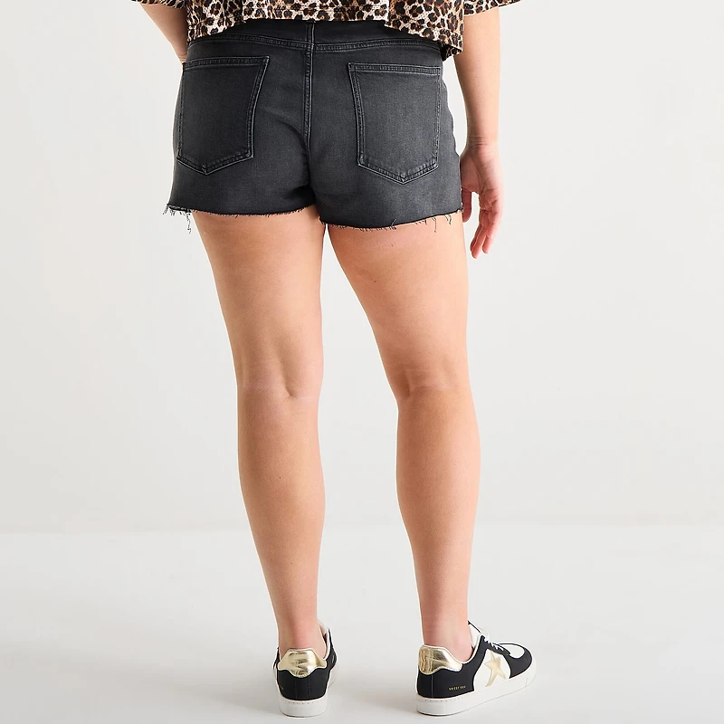 Arizona Womens 2 1/2" Low Rise Juniors Plus Denim Short