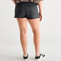 Arizona Womens 2 1/2" Low Rise Juniors Plus Denim Short