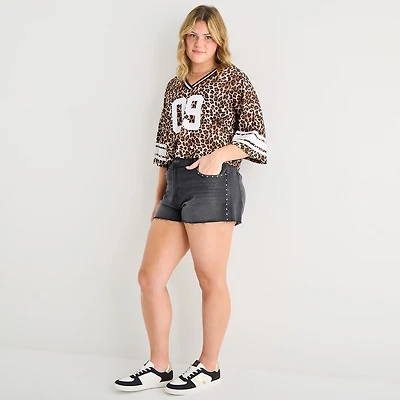 Arizona Womens 2 1/2" Low Rise Juniors Plus Denim Short