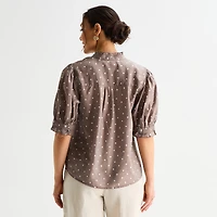 Liz Claiborne Womens Short Sleeve Blouse