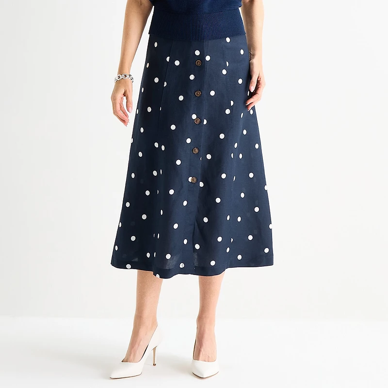 Liz Claiborne Womens Midi A-Line Skirt
