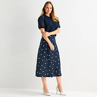 Liz Claiborne Womens Midi A-Line Skirt