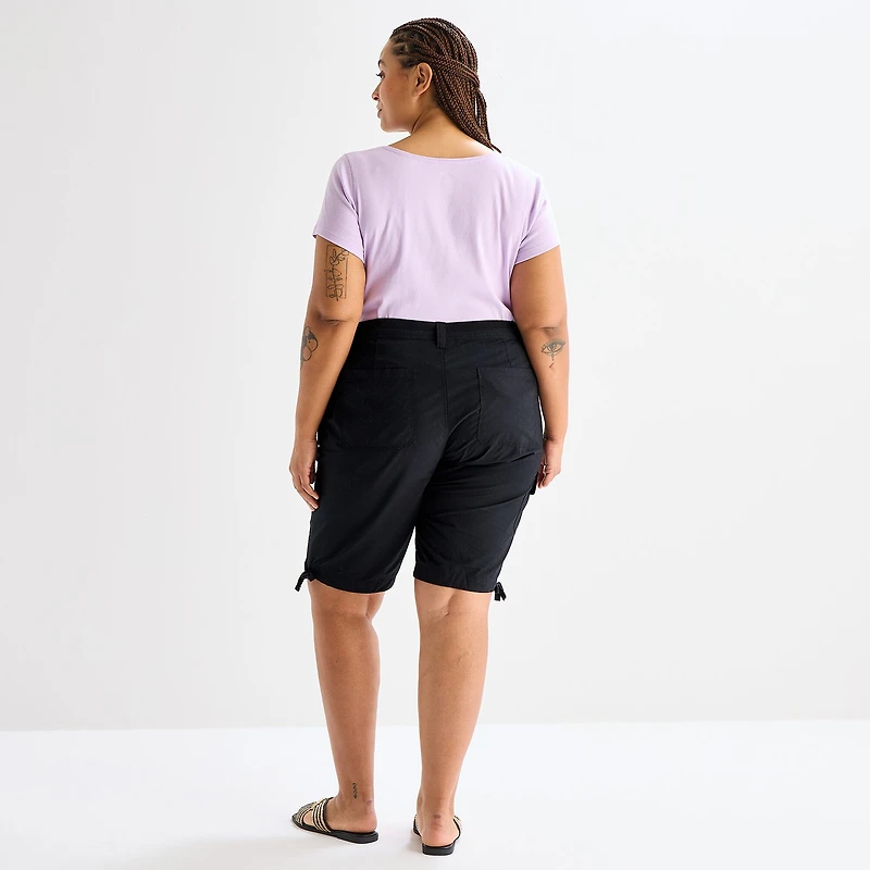 St. John's Bay Womens 12" Plus Adaptive Easy-on + Easy-off Cargo Bermuda Short